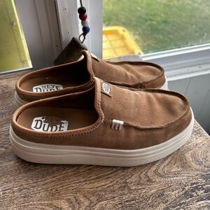 Hey Dude Woman’s Brown Suede Mules
